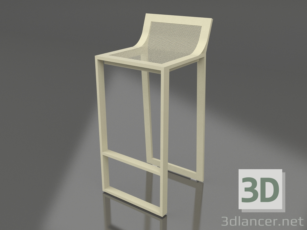 3d model Taburete alto con respaldo alto (Oro) - vista previa