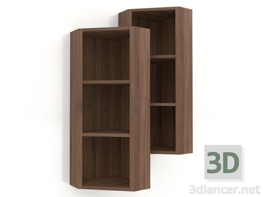 3D Modell Hängemodul, Walnussfurnier-Ausführung F (30x30x80 cm) - Vorschau