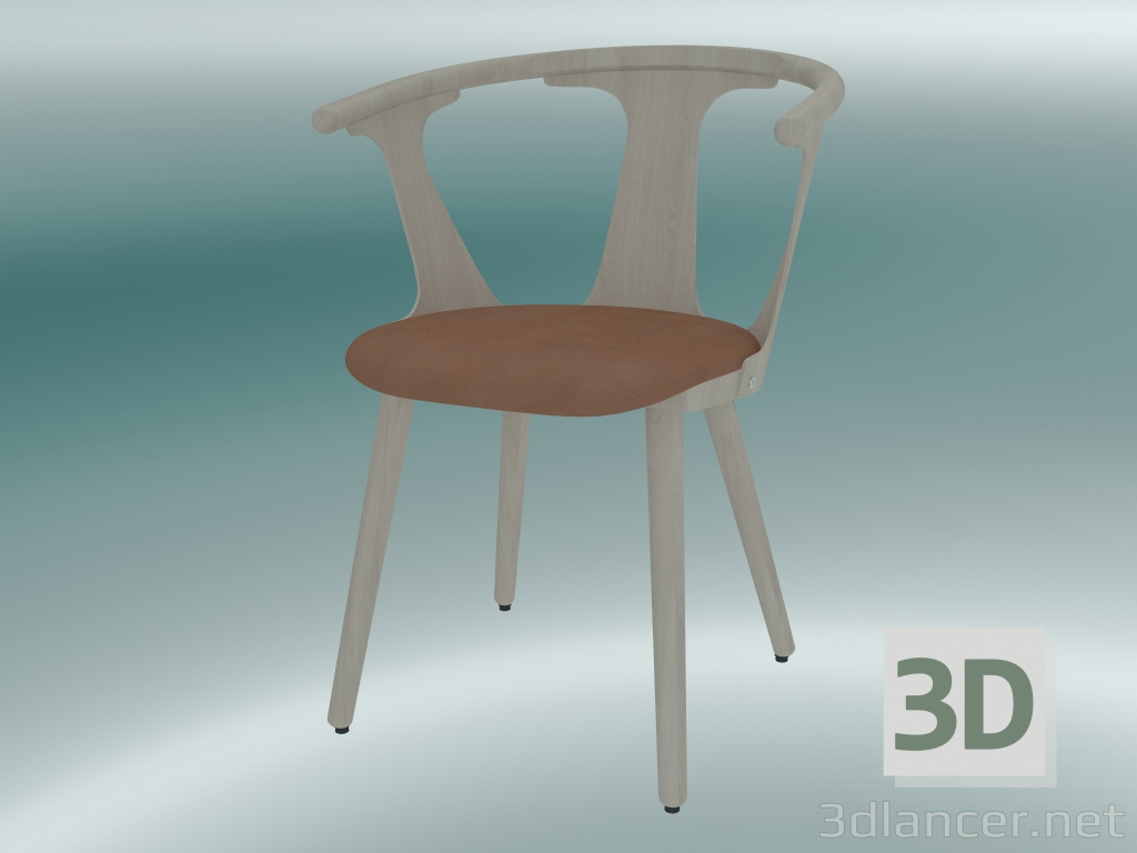 3d model Silla intermedia (SK2, H 77cm, 58x54cm, Roble blanco aceitado, Cuero - Seda coñac) - vista previa