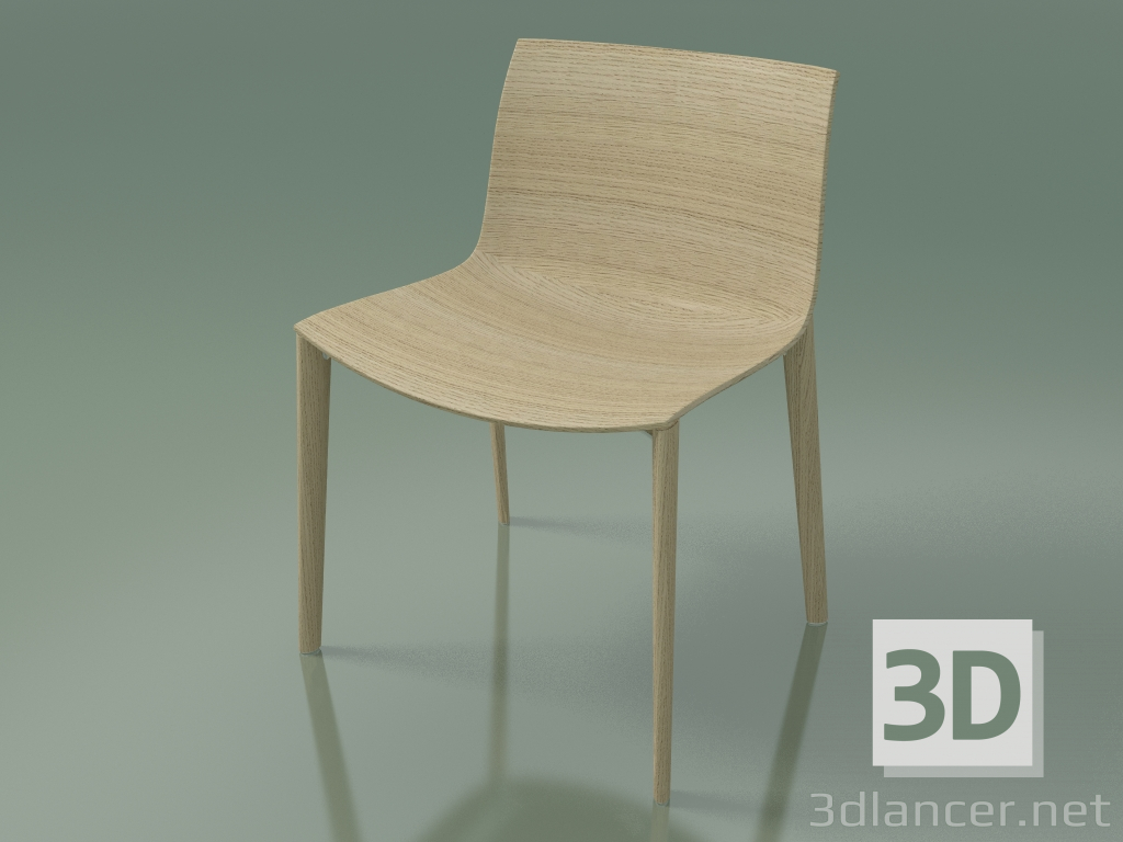 3d model Chair 2087 (4 wooden legs, without upholstery, bleached oak) - preview