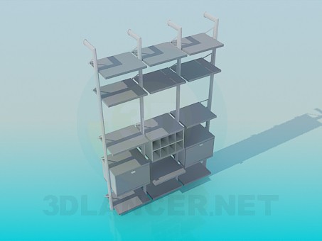 modello 3D Scaffale con ripiani - anteprima