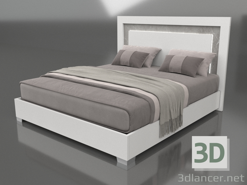 modèle 3D Lit Mara 180x200 (blanc) - preview