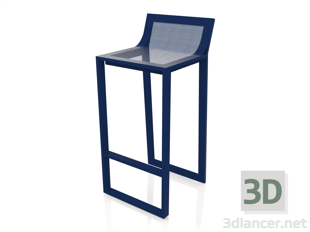 3d model Taburete alto con respaldo alto (Azul noche) - vista previa