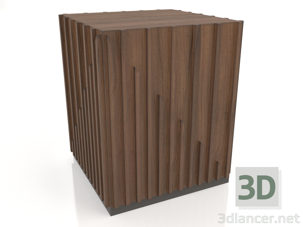 modèle 3D Table d'appoint, placage noyer finition F, laque mate gris foncé, piètement en métal (40x40x48 cm) - preview