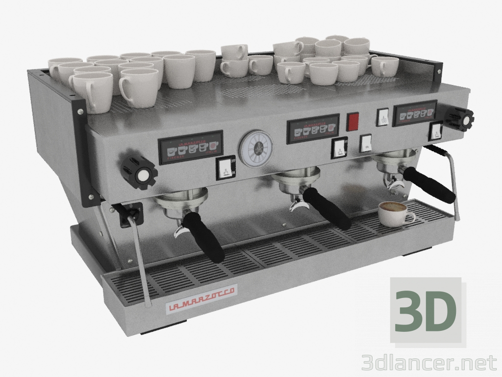 modello 3D Caffettiera professionale per 3 gruppi Linea classica - anteprima