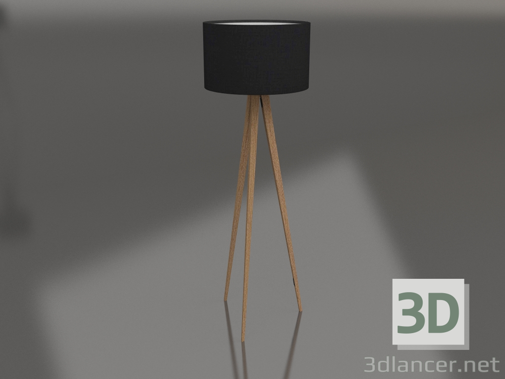 3d model Lámpara de pie Trípode (Madera Negra) - vista previa