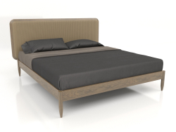 Letto con doghe, finitura rovere impiallacciato W, pelle LE06 (206x213x115 cm)