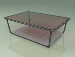 Mesa de centro 002 (vidrio bronceado, metal ahumado, piedra luna)