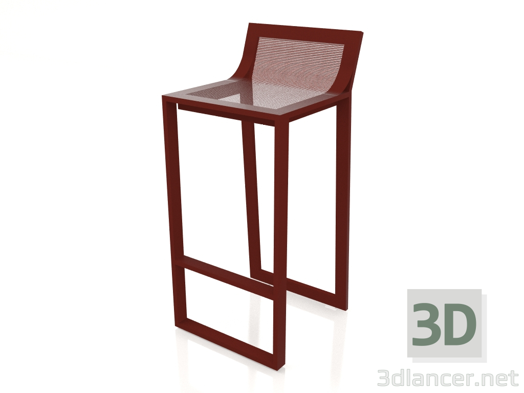 3D Modell Hoher Hocker mit hoher Rückenlehne (Weinrot) - Vorschau