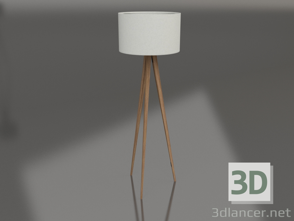 3d model Lámpara de pie Trípode (Madera Blanca) - vista previa