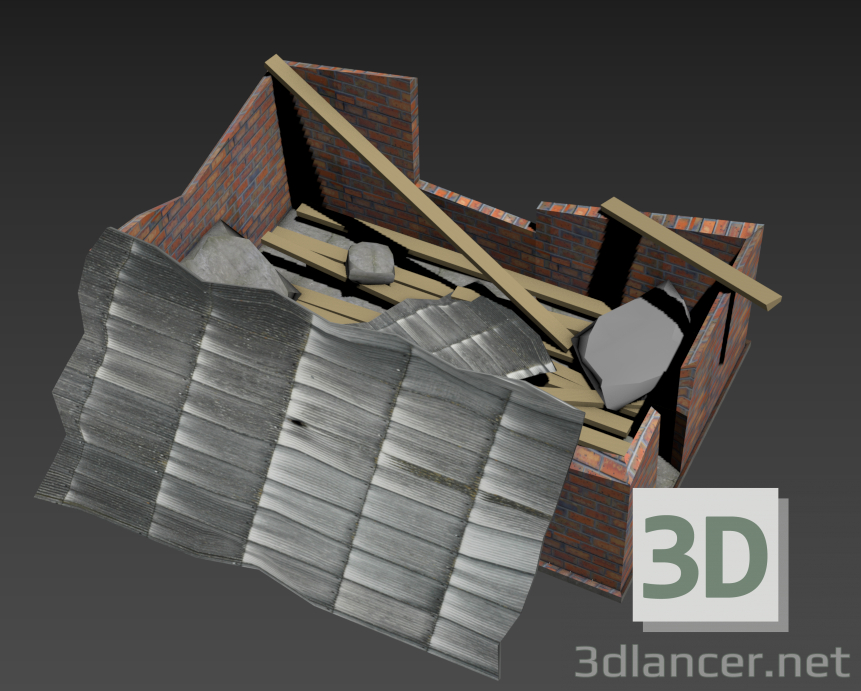 3d model Ruined house - preview