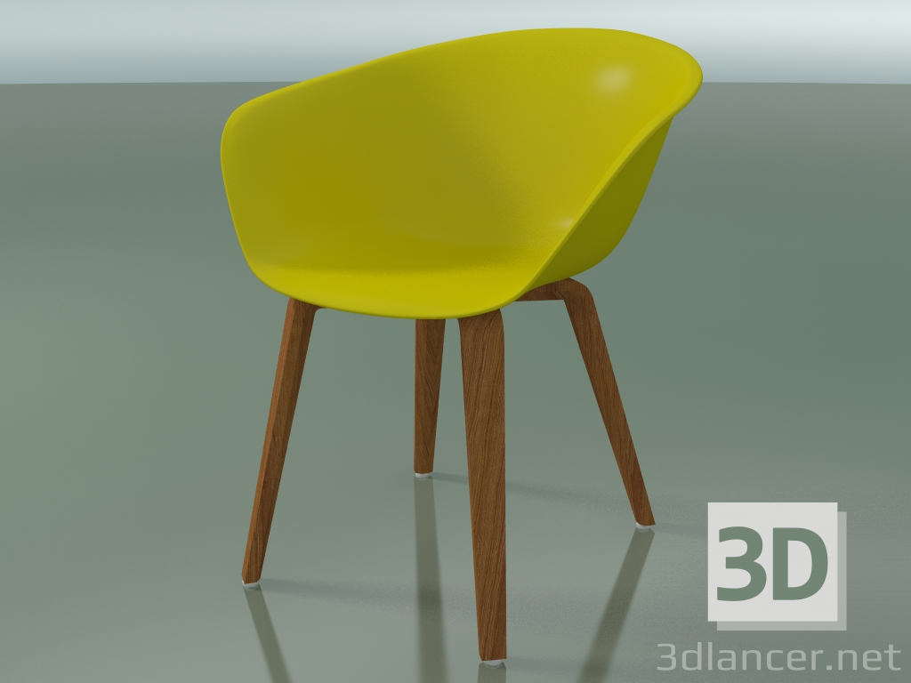 modello 3D Poltrona 4203 (4 gambe in legno, effetto teak, PP0002) - anteprima