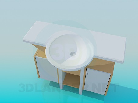 modello 3D Lavabo rotondo con piedistallo - anteprima