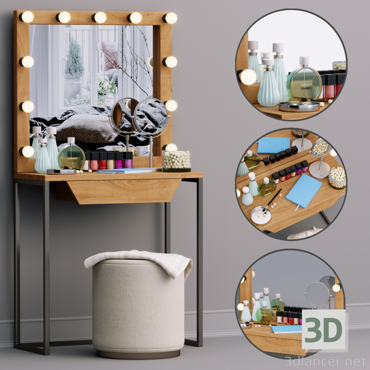 modèle 3D de Ensemble décoratif Set de maquillage MakeUP acheter - rendu