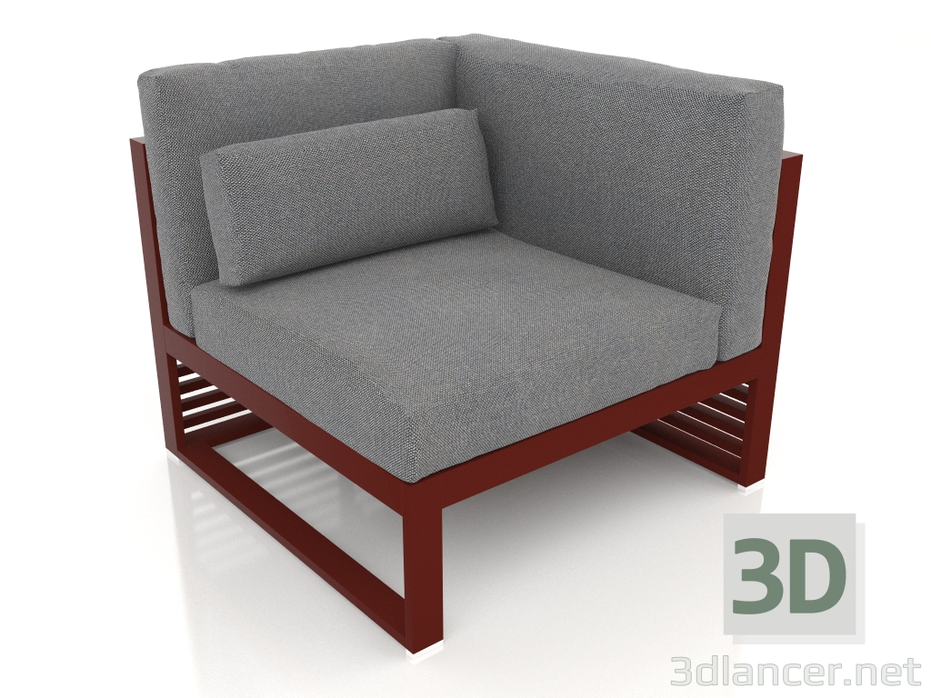 3d model Modular sofa, section 6 right, high back (Wine red) - preview