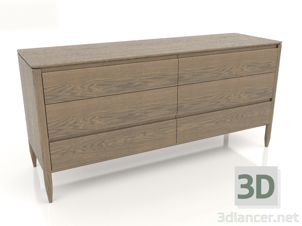 3d model Chest of drawers, oak veneer finish W (160x49.5x76.2 cm) - preview