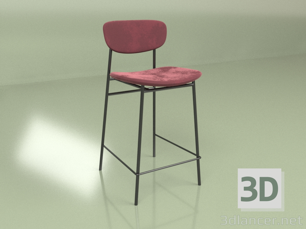 3d model Silla semi-bar Madrid (burdeos) - vista previa