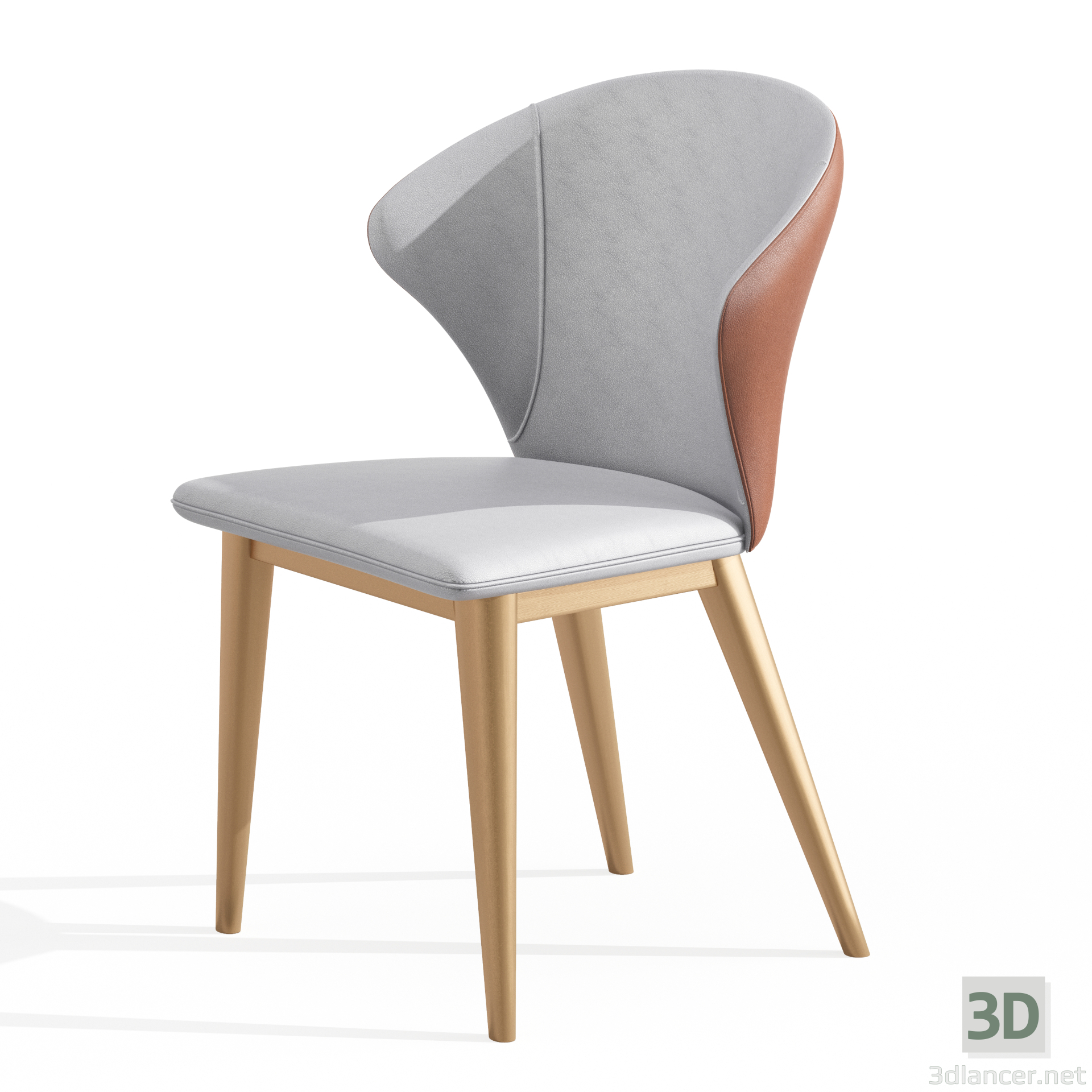 3d Dining Chair Wingback Chair Brown model buy - render