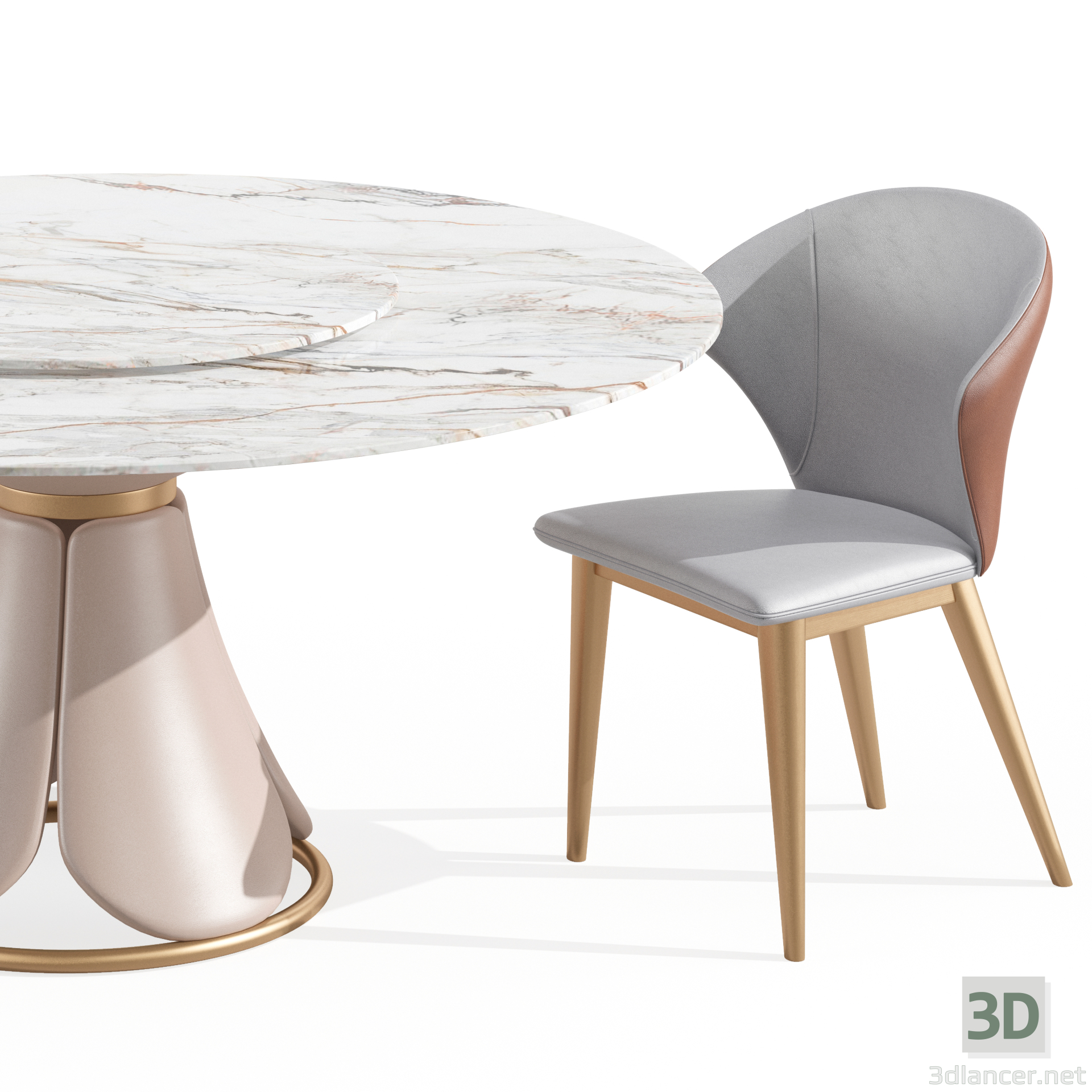 modello 3D di Sedia da pranzo Sedia Wingback Marrone comprare - rendering