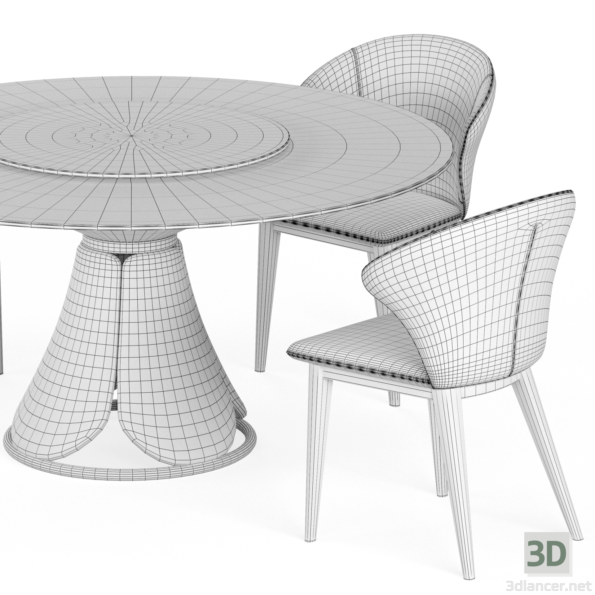 modello 3D di Sedia da pranzo Sedia Wingback Marrone comprare - rendering