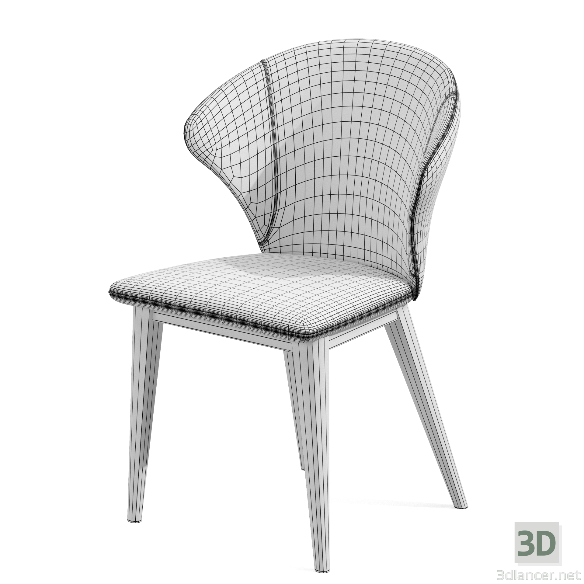 3d Dining Chair Wingback Chair Brown model buy - render