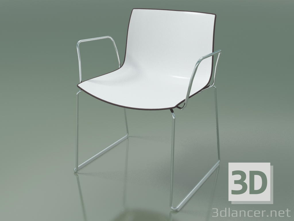 3d model Silla 2074 (en trineo, con reposabrazos, polipropileno bicolor) - vista previa