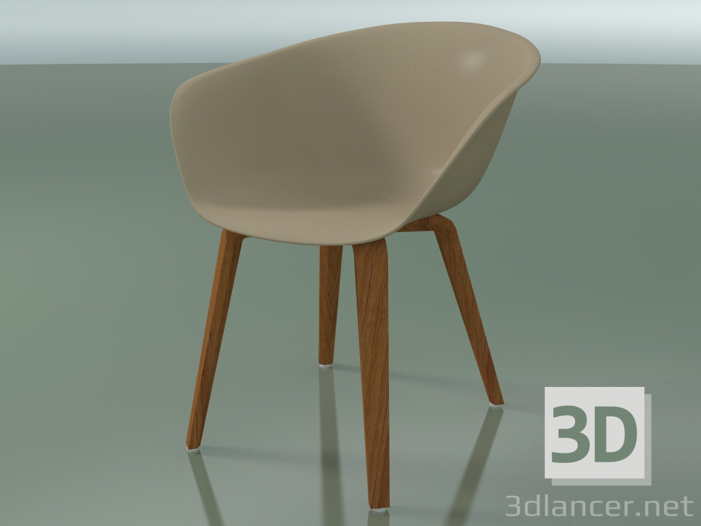 modèle 3D Fauteuil 4203 (4 pieds en bois, effet teck, PP0004) - preview