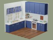 low poly kitchen