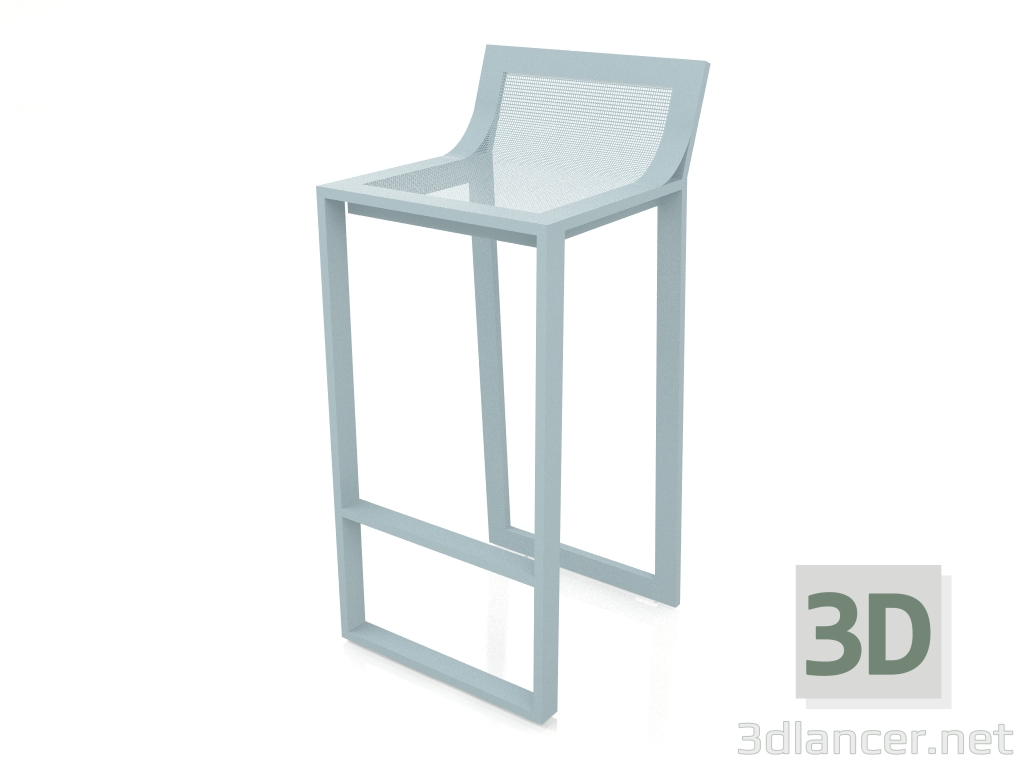 3d model Taburete alto con respaldo alto (Gris azul) - vista previa