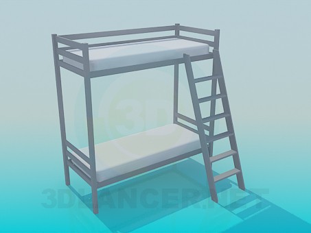 3d model Cama de cucheta con escalera - vista previa