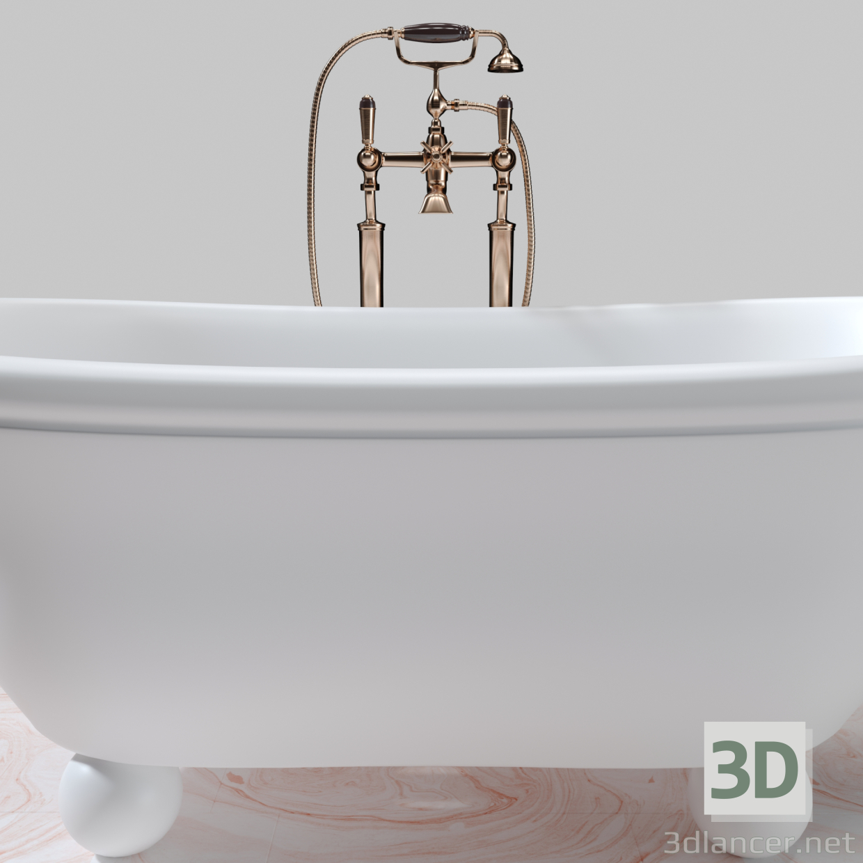 modèle 3D de Baignoire avec mitigeur acheter - rendu