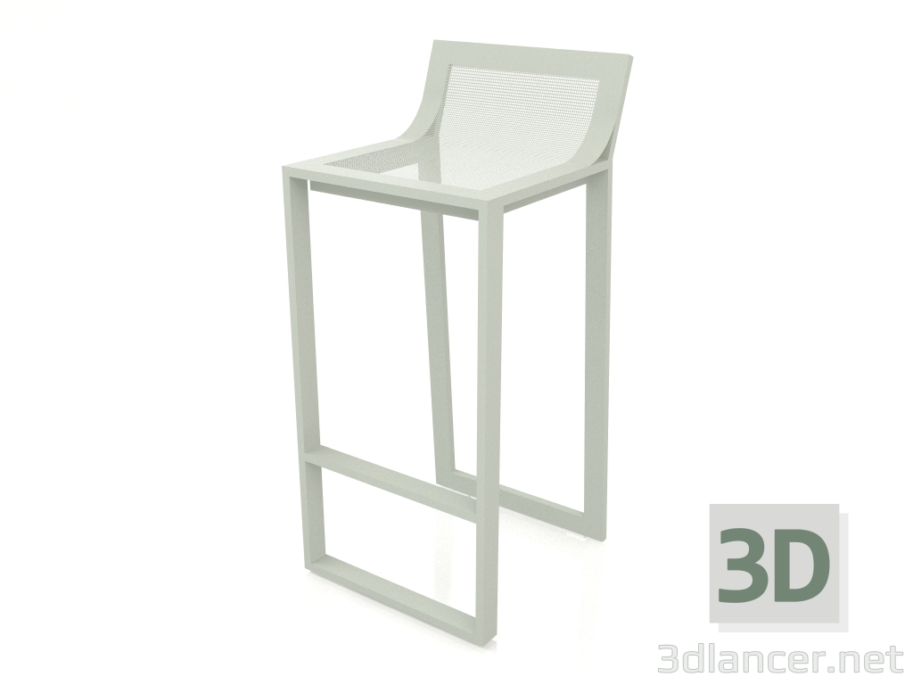 3D Modell Hoher Hocker mit hoher Rückenlehne (Zementgrau) - Vorschau