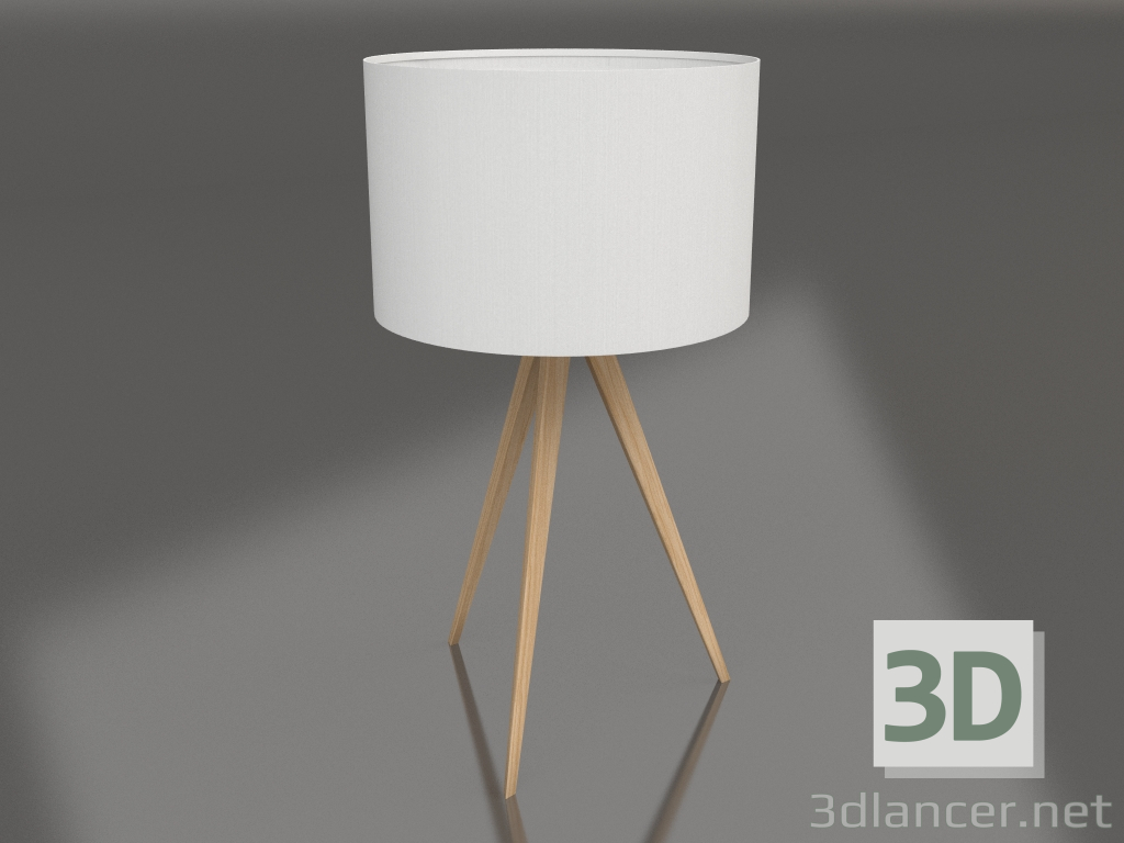 3d model Lámpara de mesa Trípode (Madera Blanca) - vista previa