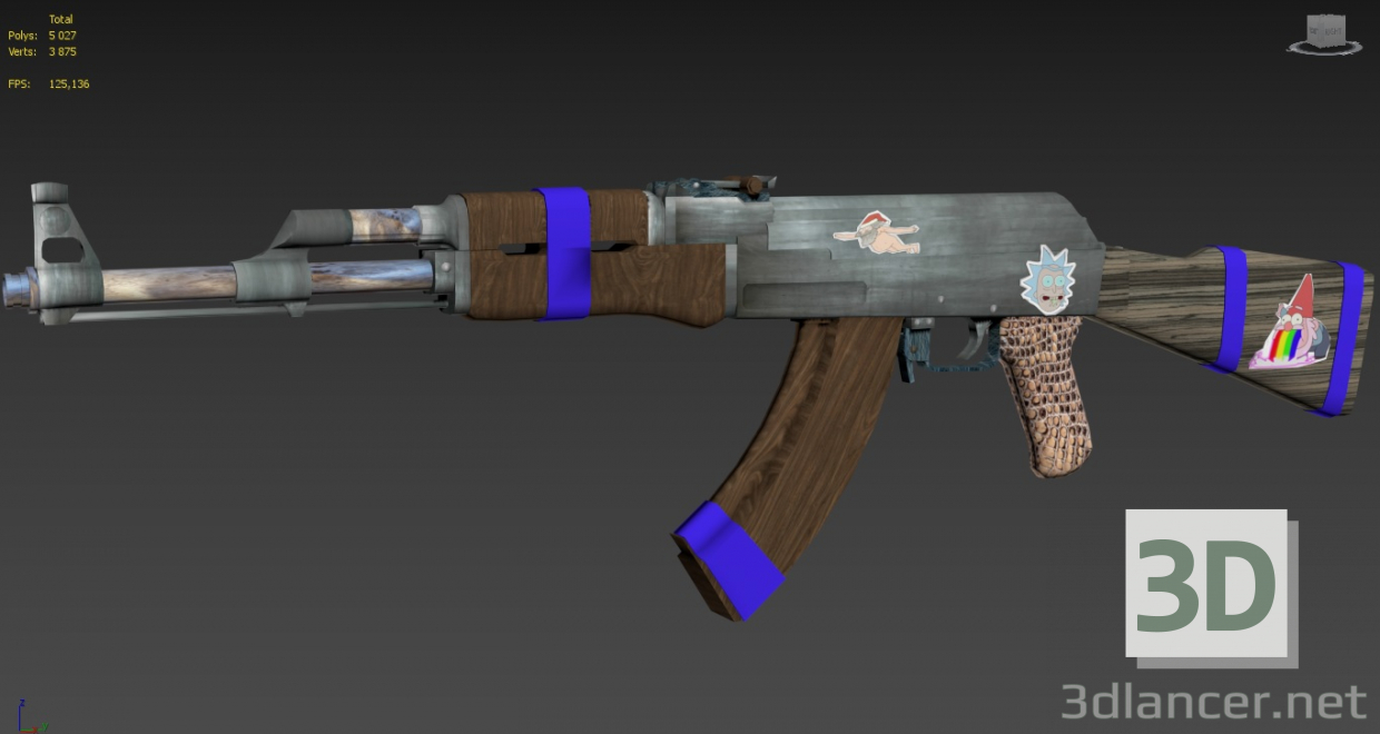 modèle 3D de ancien AK-47 acheter - rendu