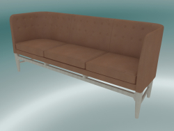 Canapé Triple Mayor (AJ5, H 82cm, 62x200cm, chêne blanc huilé, Cuir - Soie Cognac)