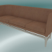 modello 3D Divano triplo Mayor (AJ5, H 82cm, 62x200cm, Rovere oliato bianco, Pelle - Cognac Silk) - anteprima