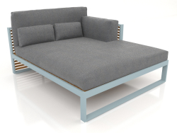 Sofá modular XL, seção 2 direita, encosto alto, madeira artificial (azul cinza)