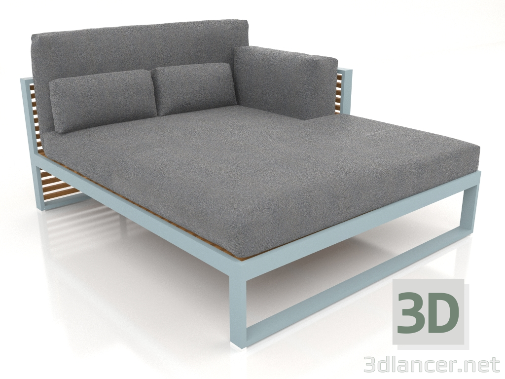 Modelo 3d Sofá modular XL, seção 2 direita, encosto alto, madeira artificial (azul cinza) - preview