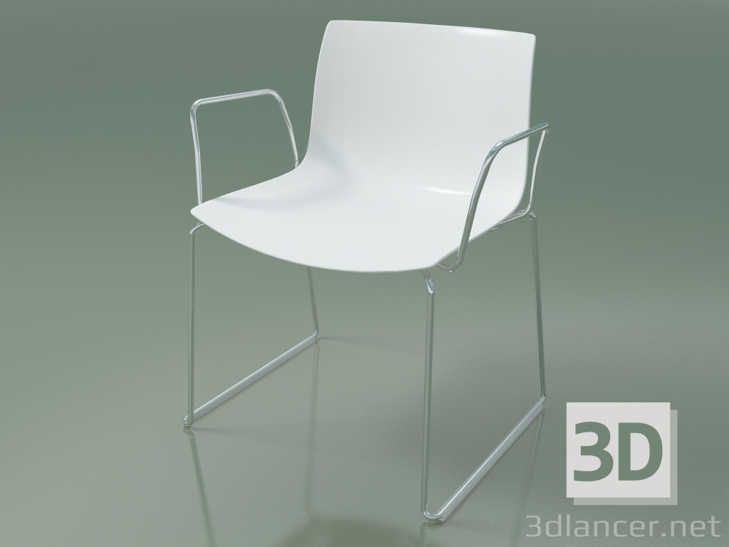 3d model Silla 2074 (sobre rieles, con reposabrazos, polipropileno PO00401) - vista previa