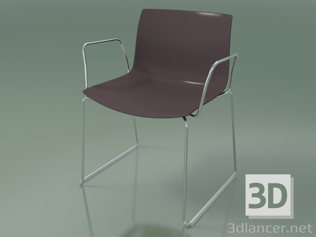 3D Modell Stuhl 2074 (auf Schienen, mit Armlehnen, Polypropylen PO00404) - Vorschau