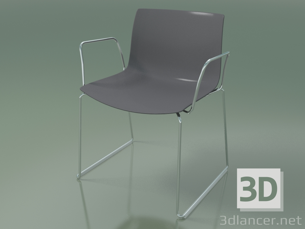 3d model Silla 2074 (sobre rieles, con reposabrazos, polipropileno PO00412) - vista previa