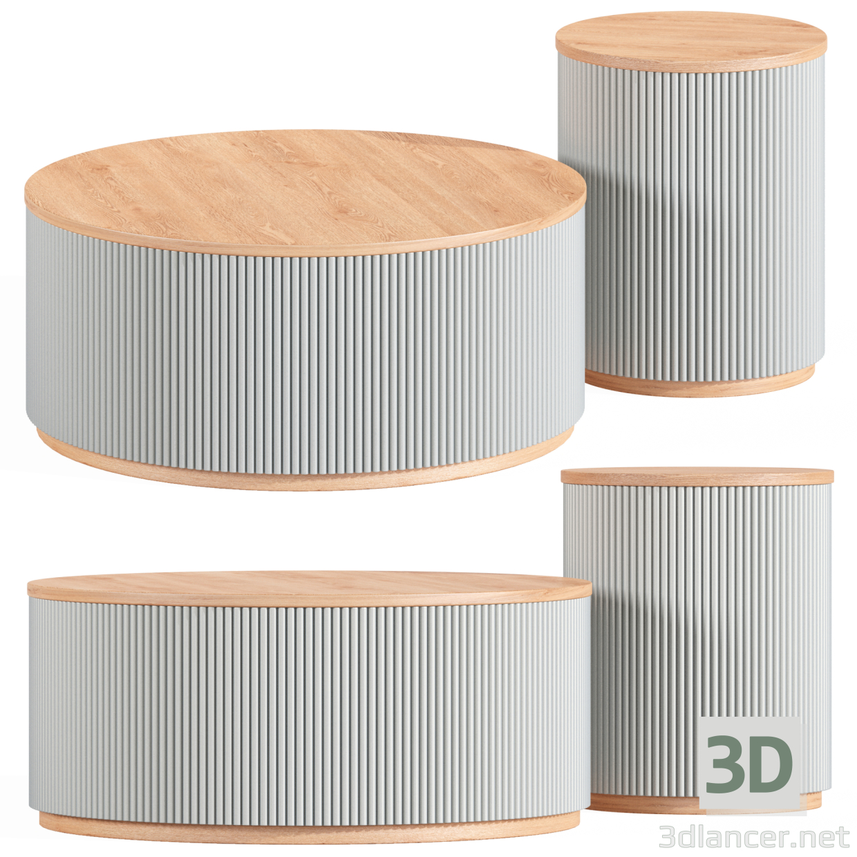 Mesa de centro de madera 3D modelo Compro - render