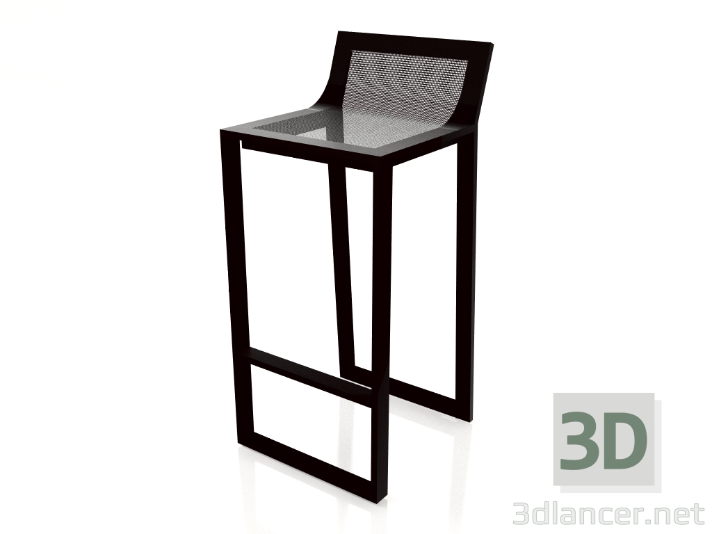 3d model Taburete alto con respaldo alto (Negro) - vista previa