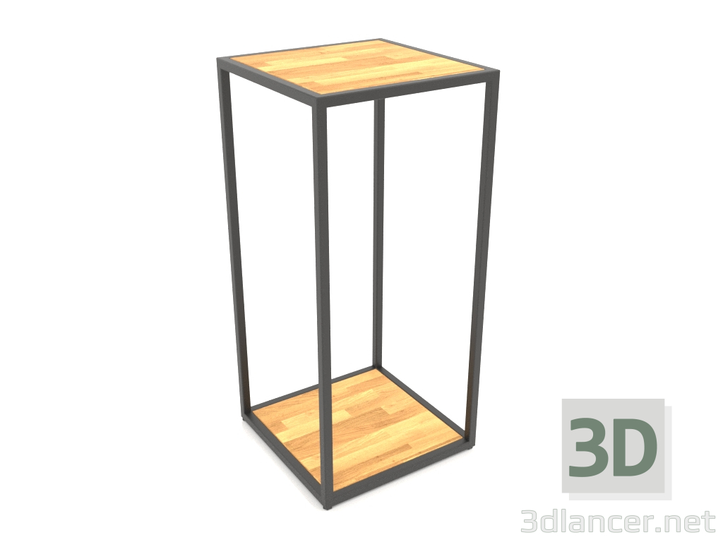 3D Modell Quadratische Konsole (HOLZ, 40x40x86, 2 Regale) - Vorschau