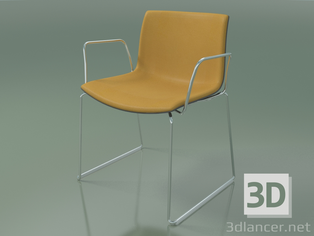 3d model Silla 2076 (sobre rieles, con reposabrazos, con tapizado delantero, polipropileno PO00412) - vista previa