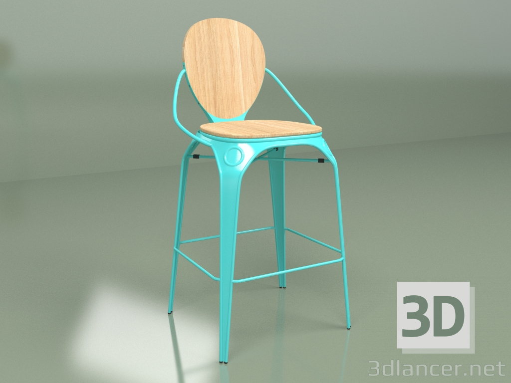 3D modeli Bar taburesi Louis (turkuaz) - önizleme