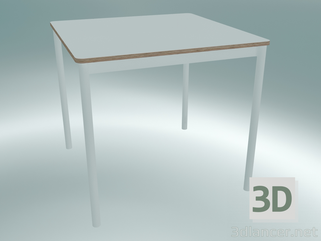 3D Modell Quadratischer Tischfuß 80X80 cm (Weiß, Sperrholz, Weiß) - Vorschau