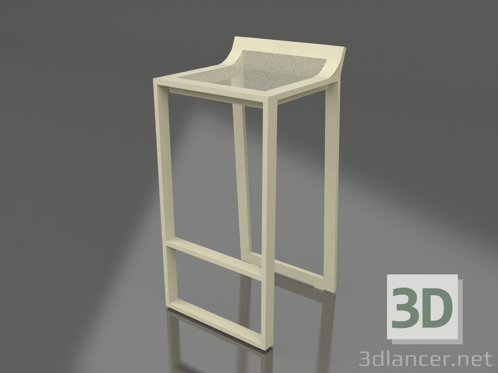 3d model Taburete alto con respaldo bajo (Oro) - vista previa