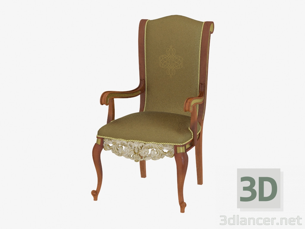 modèle 3D Chaise à manger avec accoudoirs de style classique 709 - preview