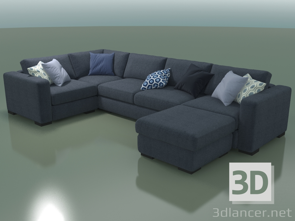 modello 3D Divano angolare (modulo 4 + 9 + 6 + pouf) - anteprima